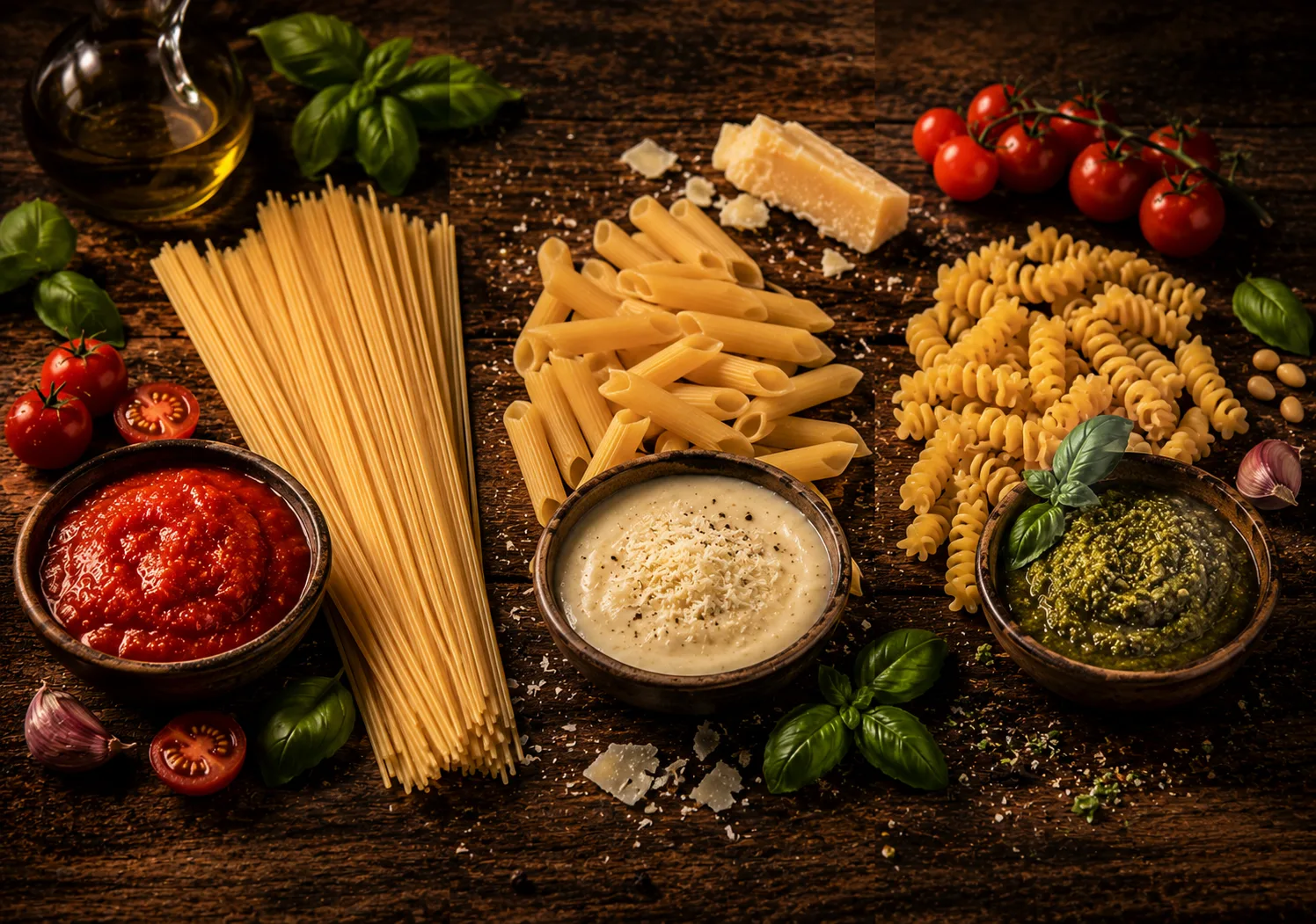Pasta mit passender Sauce