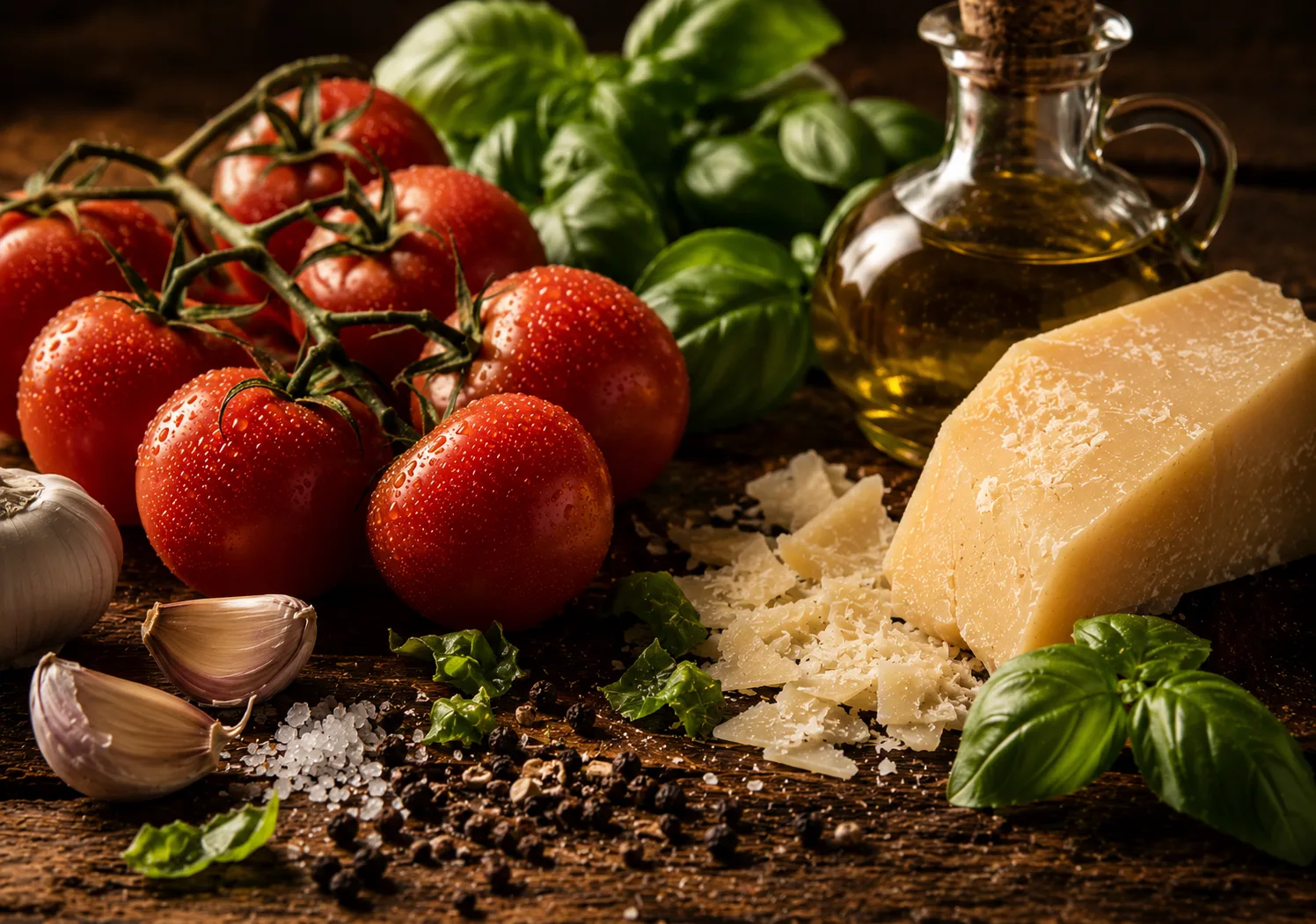 Pasta mit Tomate, K&auml;se und Kr&auml;utern
